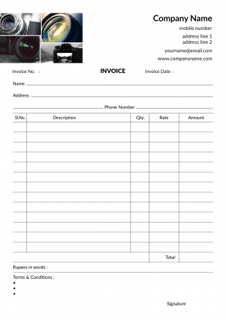 Photgrapher Bill Book Design Photgrapher Bill Book Design