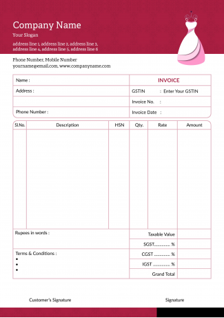 Garment Bill Book Garment Bill Book