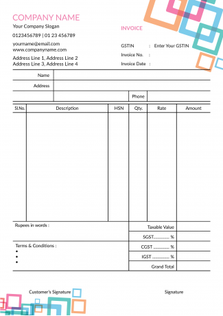 Colorful Pattern Bill Book Colorful Pattern Bill Book