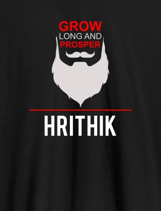 Grow Long And Prosper Beard Moustache Printed Mens T Shirt Black Color