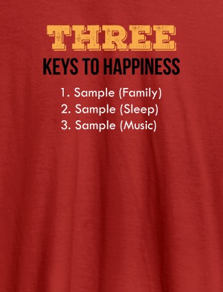 3 Keys To Happiness Personalised Mens T Shirt Red Color