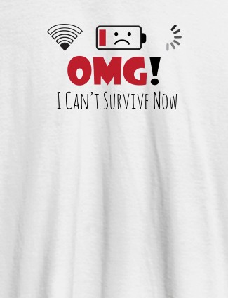Funny Technology Low Battery Wifi Personalized Printed Mens T Shirt White Color
