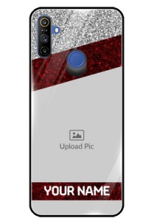 Narzo 20A Personalized Glass Phone Case  - Image Holder with Glitter Strip Design