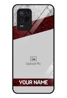 Realme Narzo 30 5G Personalized Glass Phone Case - Image Holder with Glitter Strip Design