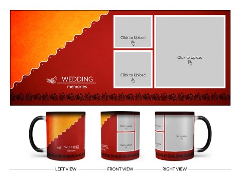 Wedding Memories With Traditional Background Design On Magic Black Mug