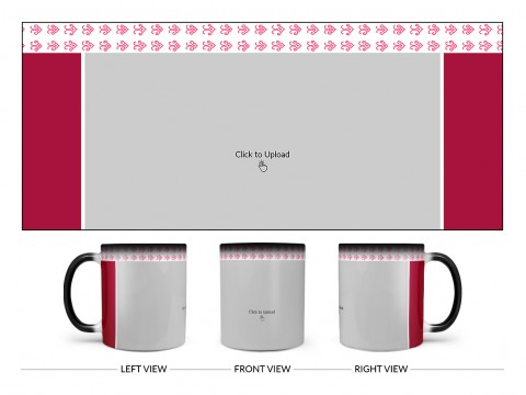 Floral Pattern Top border Design On Magic Black Mug