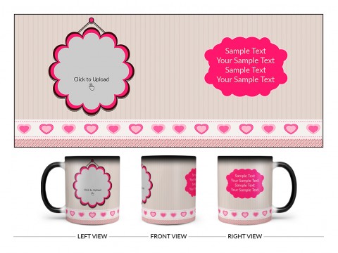 Vintage Background With Flower Shape Pic Upload Design On Magic Black Mug
