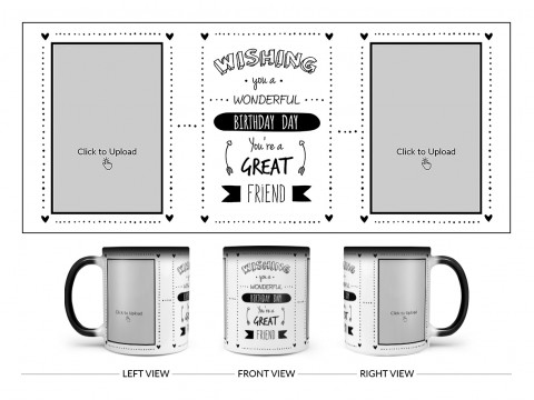 Wishing You A Wonderful Birthday Quote Design On Magic Black Mug