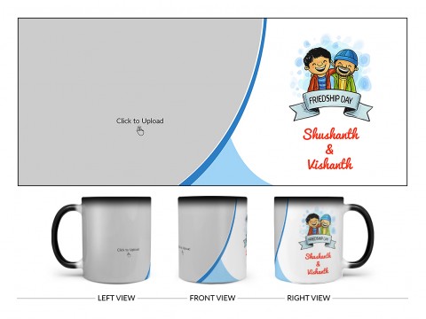 Friendship Day Design On Magic Black Mug