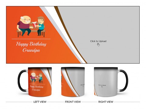 Happy Birthday Grandpa Design On Magic Black Mug