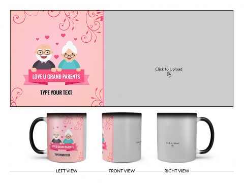 Grandparents Day With Large Pic Upload Design On Magic Black Mug