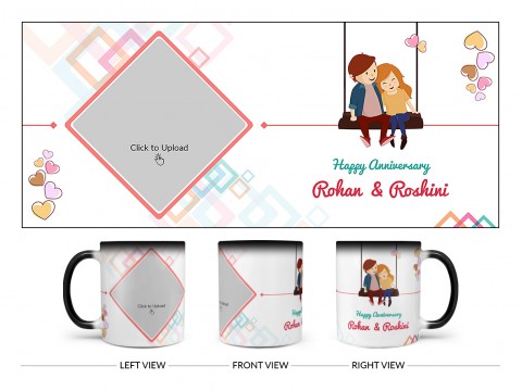 Happy Anniversary Design On Magic Black Mug