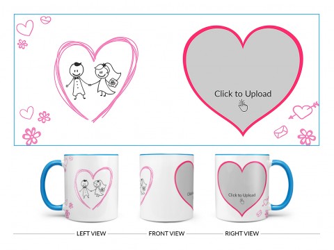 Couple In Wedding Celebrations Design On Dual Tone Sky Blue Mug