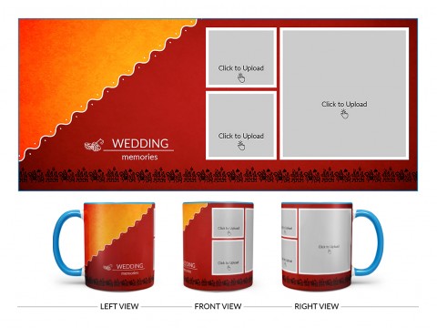 Wedding Memories With Traditional Background Design On Dual Tone Sky Blue Mug