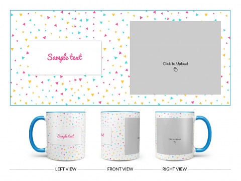Colourful Triangles Pattern Background Design On Dual Tone Sky Blue Mug