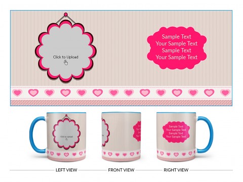 Vintage Background With Flower Shape Pic Upload Design On Dual Tone Sky Blue Mug