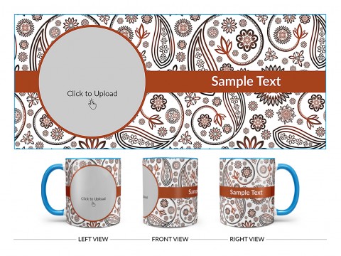 Floral Design Background Design On Dual Tone Sky Blue Mug