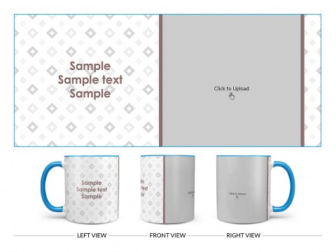 Tilted Square Pattern Background Design On Dual Tone Sky Blue Mug