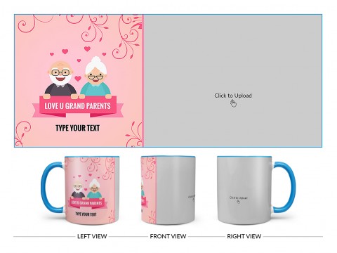 Grandparents Day With Large Pic Upload Design On Dual Tone Sky Blue Mug