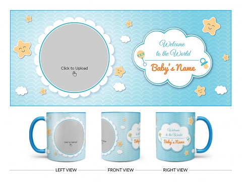 Welcome To The World Design On Dual Tone Sky Blue Mug