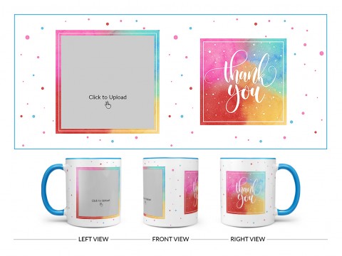 Thank You Design On Dual Tone Sky Blue Mug