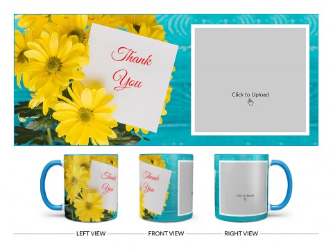 Thank You Design On Dual Tone Sky Blue Mug