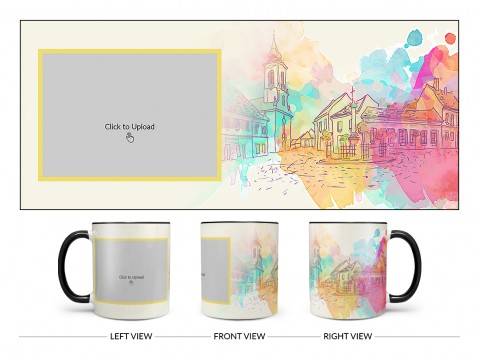 Artistic City Painting Background Design On Dual Tone Black Mug