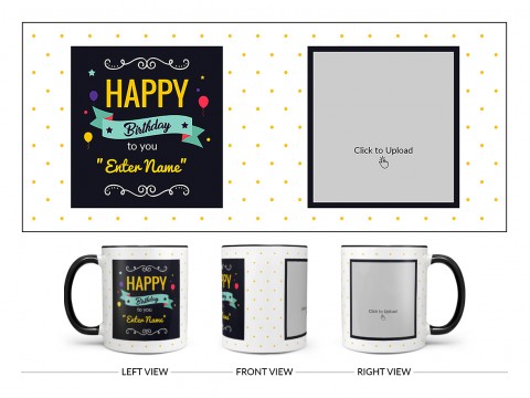 Boy Friend Birthday Yellow Dots Background Design On Dual Tone Black Mug