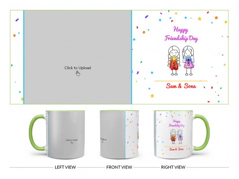 Happy Friendship Day Design On Dual Tone Light Green Mug