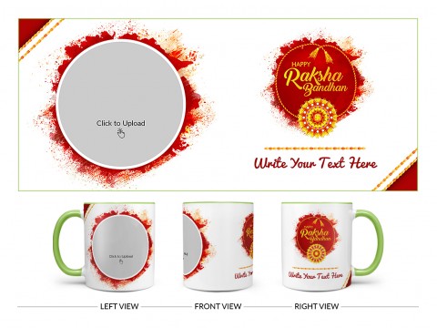 Happy Rakshabandan Design On Dual Tone Light Green Mug