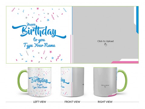 Happy Birthday My Dear Son Design On Dual Tone Light Green Mug