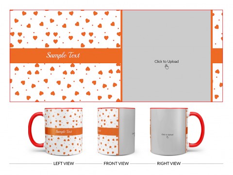 Heart Symbols Pattern Background Design On Dual Tone Red Mug