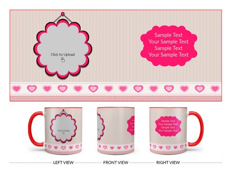 Vintage Background With Flower Shape Pic Upload Design On Dual Tone Red Mug