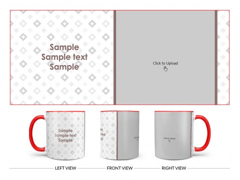 Tilted Square Pattern Background Design On Dual Tone Red Mug