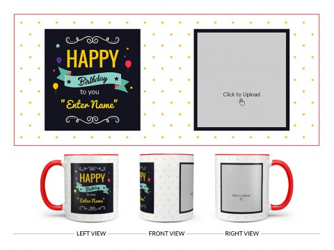 Boy Friend Birthday Yellow Dots Background Design On Dual Tone Red Mug