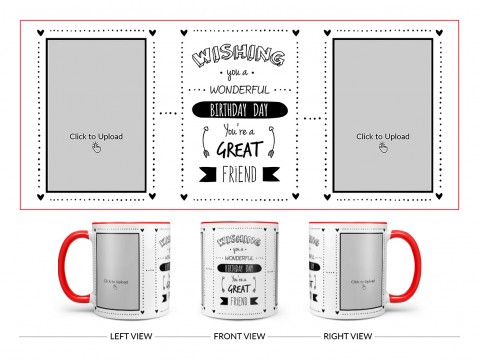 Wishing You A Wonderful Birthday Quote Design On Dual Tone Red Mug