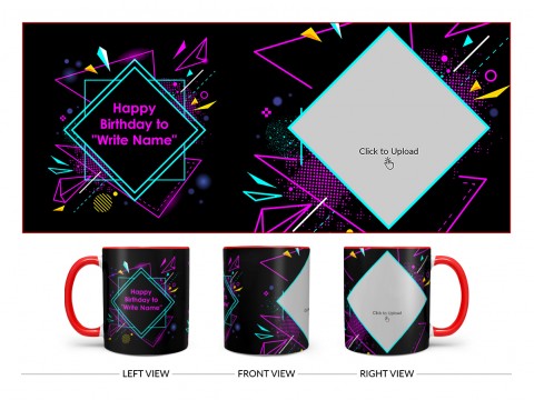 Friend Birthday Colourful DJ Background Design On Dual Tone Red Mug