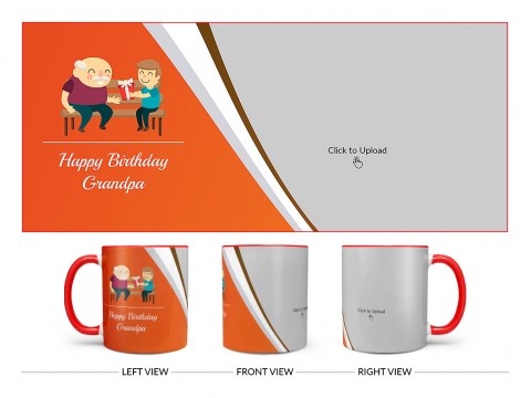 Happy Birthday Grandpa Design On Dual Tone Red Mug