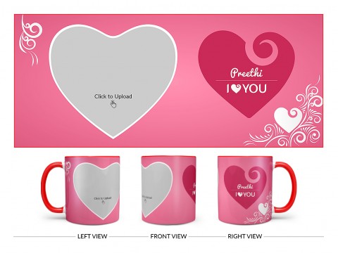 I Love You Design On Dual Tone Red Mug