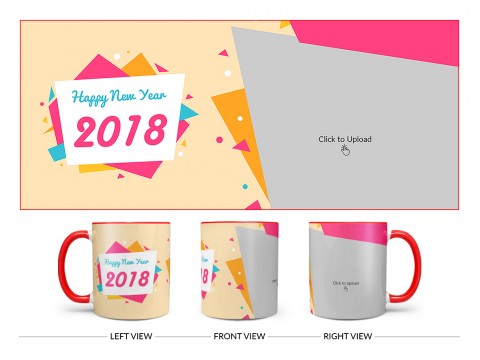 Happy New Year 2018 Design On Dual Tone Red Mug
