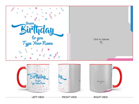 Happy Birthday My Dear Son Design On Dual Tone Red Mug