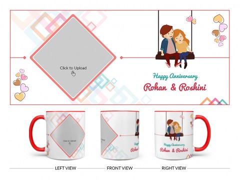 Happy Anniversary Design On Dual Tone Red Mug