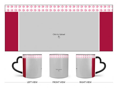 Floral Pattern Top border Design On Love Handle Dual Tone Black Mug