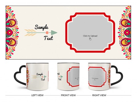 Colourful Floral Art With Arrow Design On Love Handle Dual Tone Black Mug