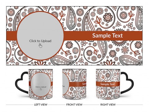 Floral Design Background Design On Love Handle Dual Tone Black Mug