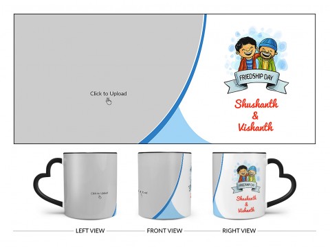 Friendship Day Design On Love Handle Dual Tone Black Mug
