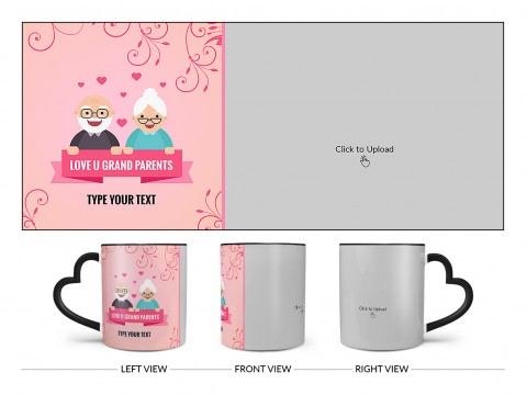 Grandparents Day With Large Pic Upload Design On Love Handle Dual Tone Black Mug