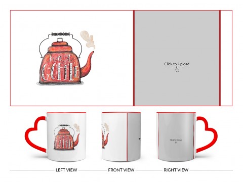 Coffee Jar With Hot Coffees Text For Coffee Lovers Design On Love Handle Dual Tone Red Mug