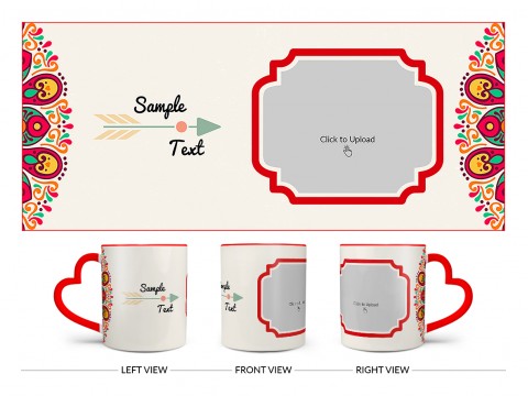 Colourful Floral Art With Arrow Design On Love Handle Dual Tone Red Mug