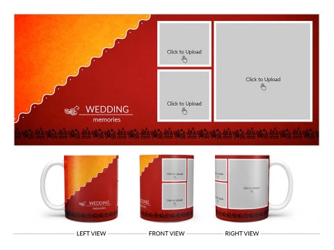 Wedding Memories With Traditional Background Design On Plain white Mug